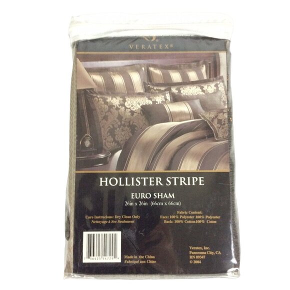 Veratex Hollister Stripe Euro Sham 26x26 Floral Damask - Picture 2 of 2